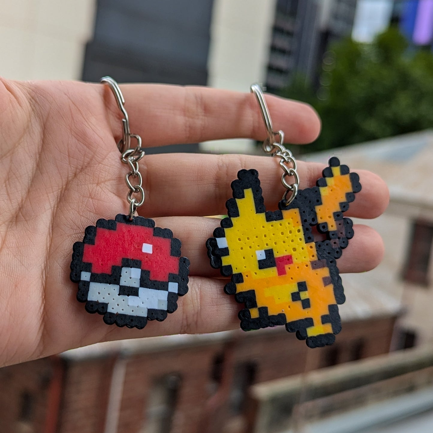 Electric Blushed Mouse & Red Ball Keychains